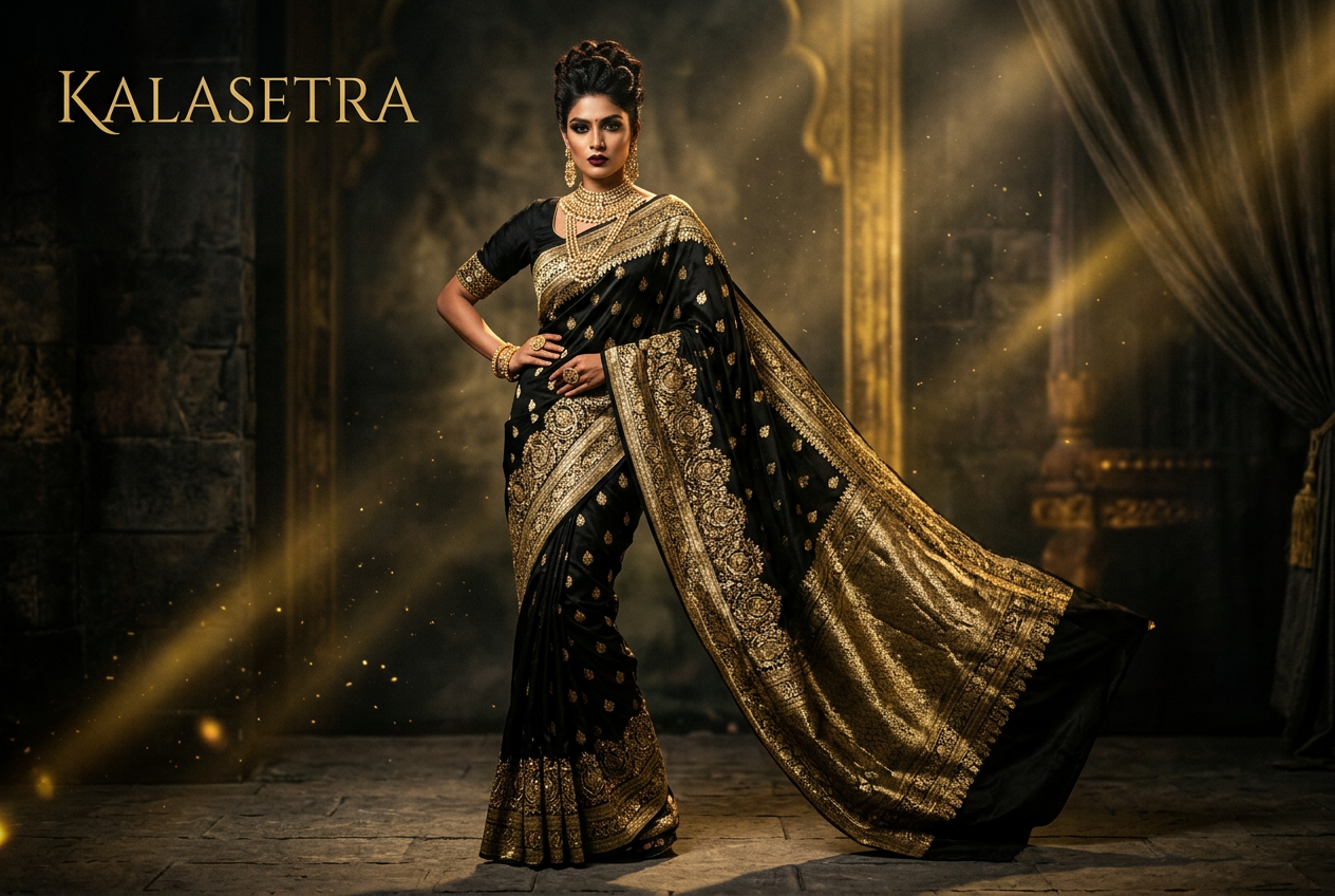 Black Gold Saree Banner