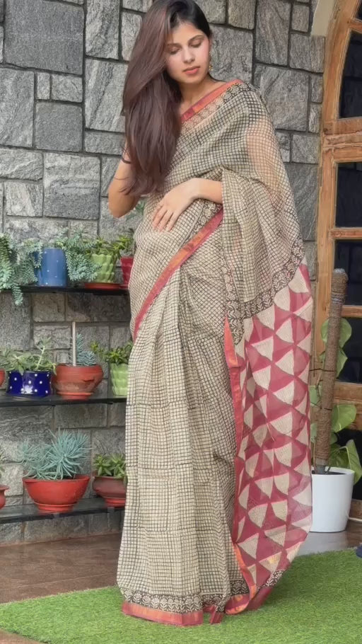 Kota Dhoria Handblock Sarees